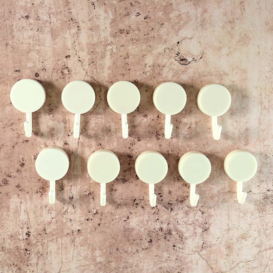 Self Adhesive Round Wall Hooks (10 Pc) - Zidbik
