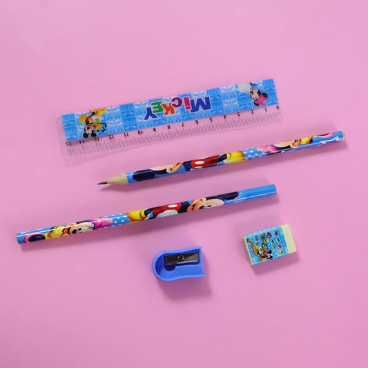Kids 5 In 1 Stationery Kit With Cartoon Style Carry Bag - Zidbik