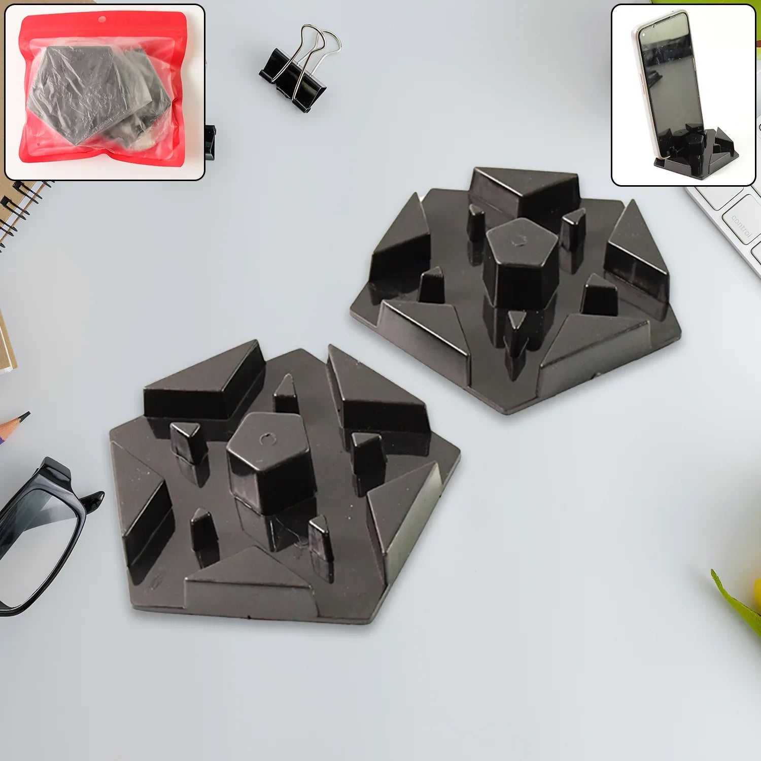 Multi-angle Plastic Mobile Phone Stand Holder (2 Pc  Mix Color) - Zidbik