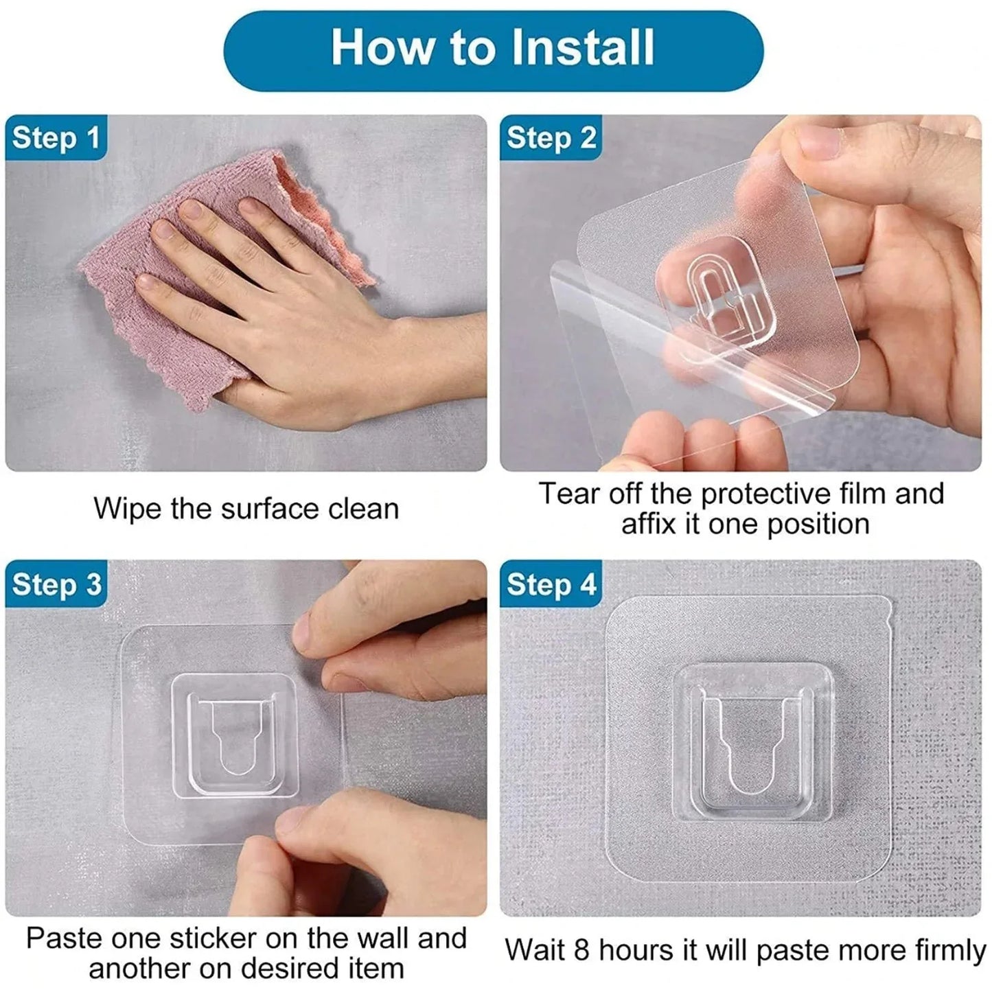 7433 Transparent Adhesive Male Hook Used For Hanging Various Types Of Items (1pc) - Zidbik