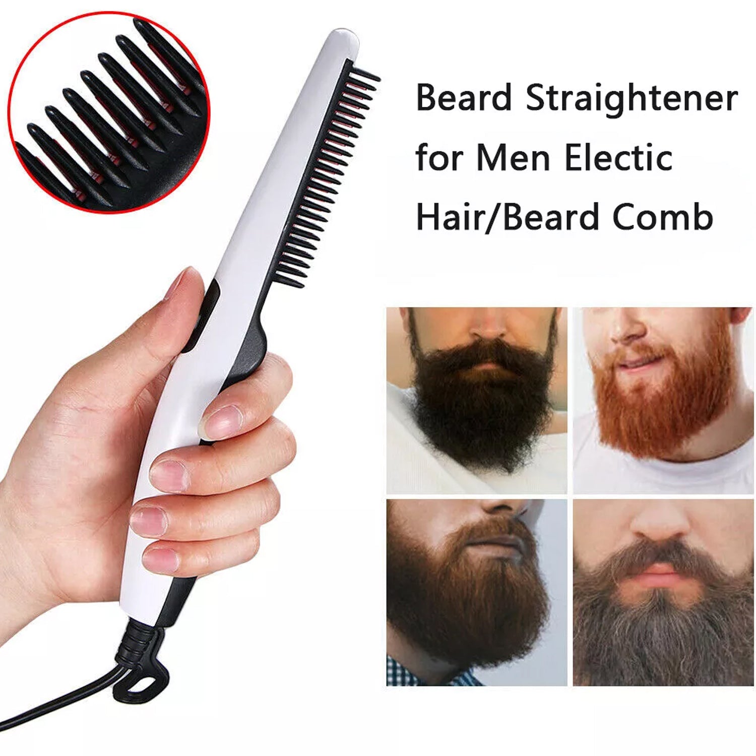 Electric Hair Straightening Comb Portable Straight Beard Comb (1 Pc) - Zidbik
