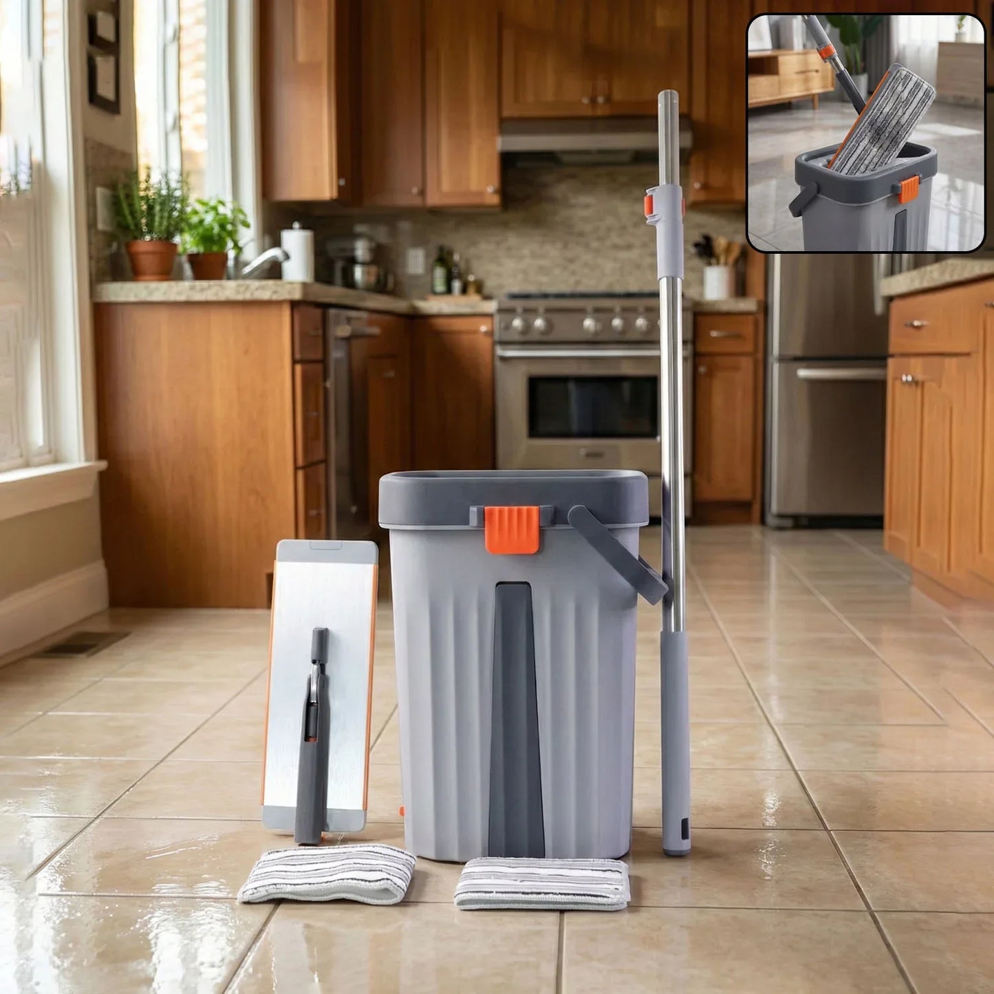 Small Size Multipurpose Flat Mop Cleaning Bucket Set - Zidbik