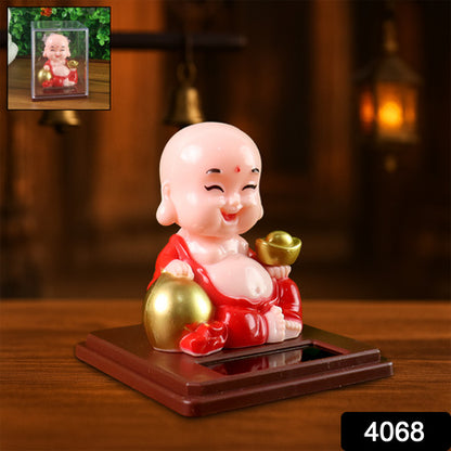 Solar Power Moving Head Buddha Statue Car Ornament (1 Pc  Mix Color) - Zidbik