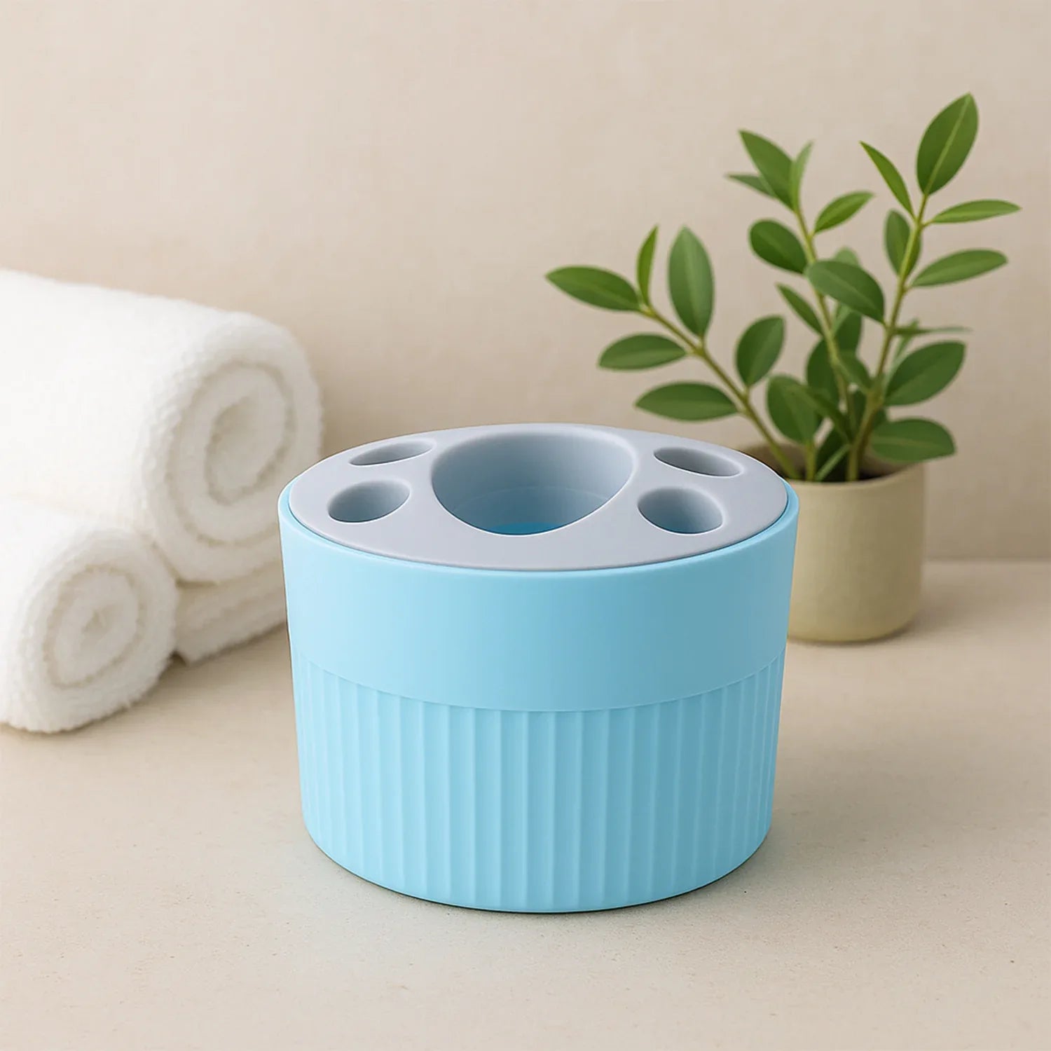 Multipurpose Bathroom Toothbrush And Utility Holder Stand With Multiple Slots (1 Pc) - Zidbik