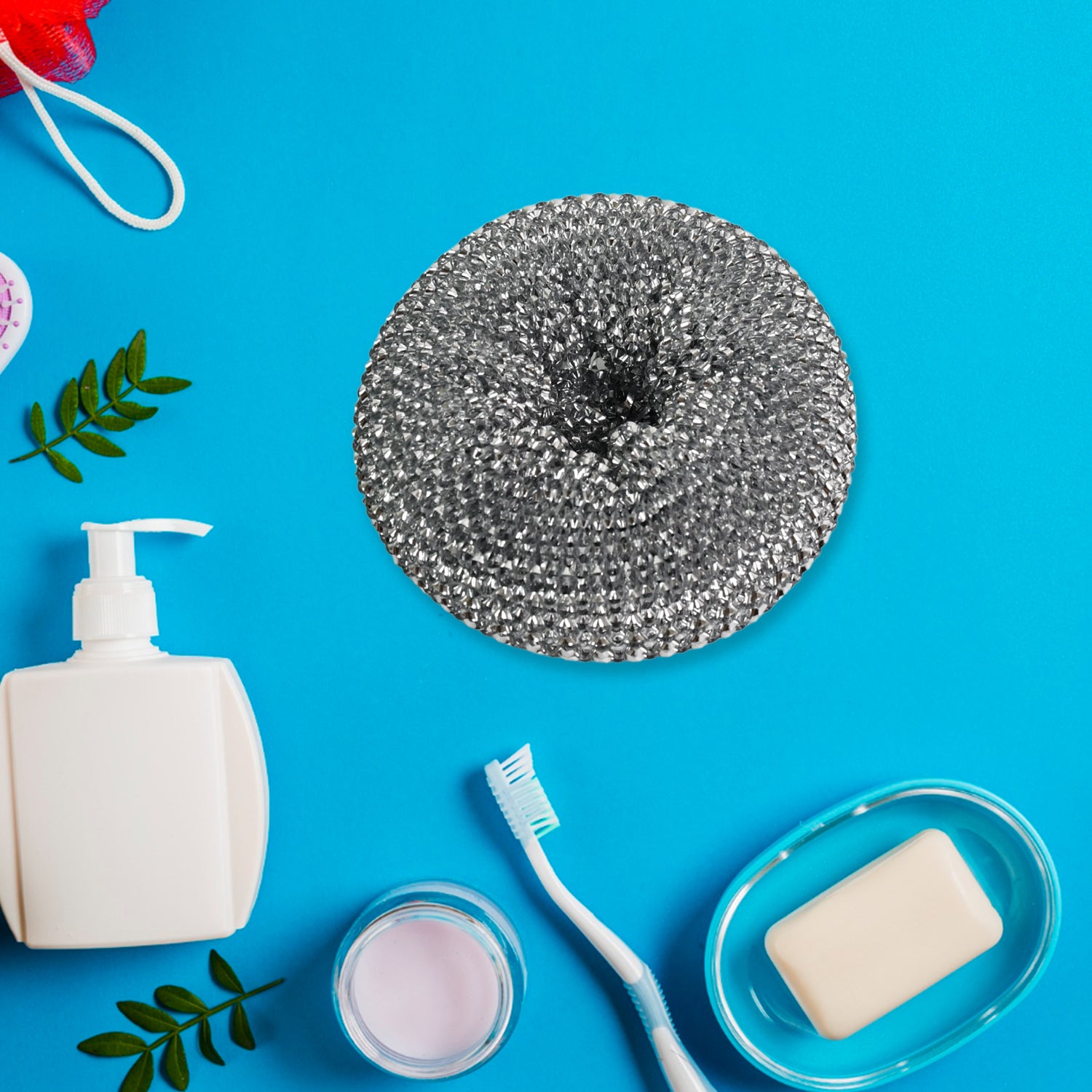 Dish Brush Set With Handle Replacement Heads Drain Tray In Kitchen (9 Pcs Set) - Zidbik