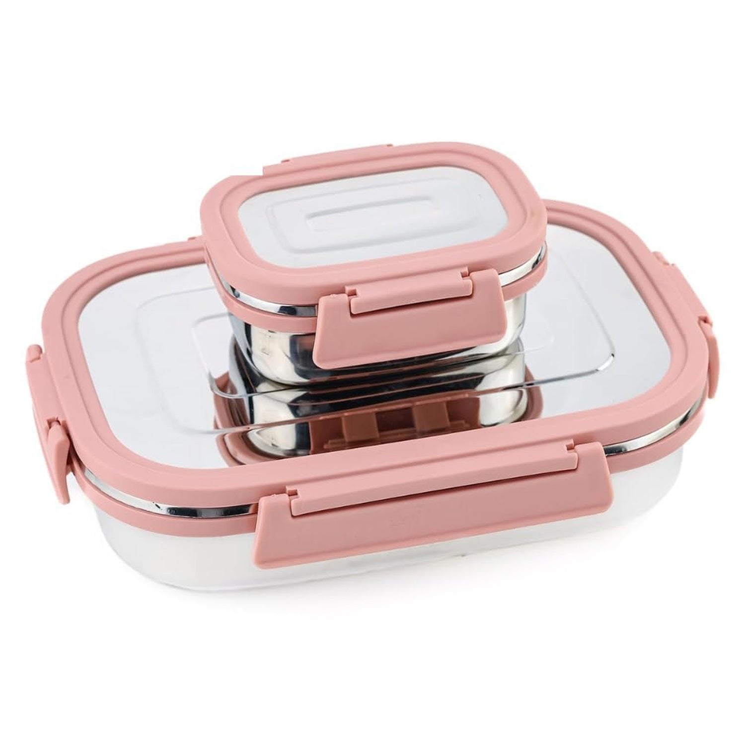 Premium Stainless Steel Leak Proof Air Tight Lunch Boxes (900ml+200ml Approx  2 Pc Set) - Zidbik
