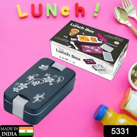 5331 Airtight Lunch Box 2 Compartment Lunch Box Leak Proof Food Grade Material Lunch Box Modern Appearance Compact Lunch Box With Spoon - Zidbik