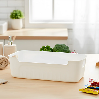 White Plastic Storage Basket Tray Set (4 Pcs) - Zidbik