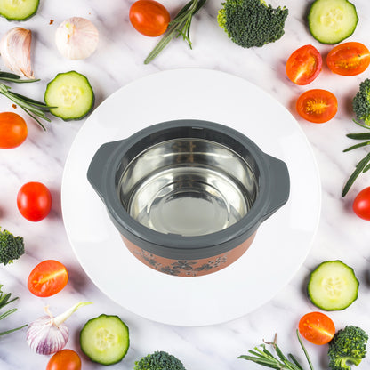2368 Casserole Box For Food Searving Inner Steel Insulated Casserole Hot Pot Flowers Printed Chapati Box For Roti Kitchen (Approx 2500 Ml) - Zidbik