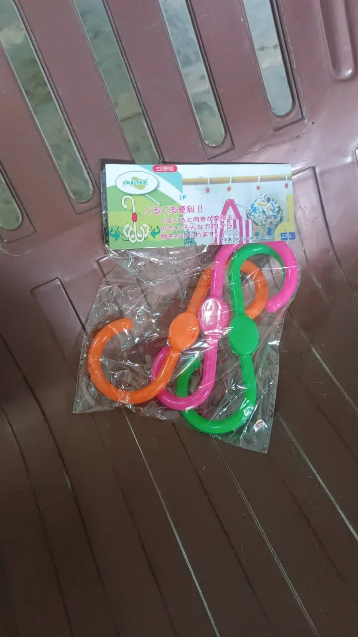 S Shape Plastic Hooks Hanger For Hanging Cloth (3 Pcs Set) - Zidbik