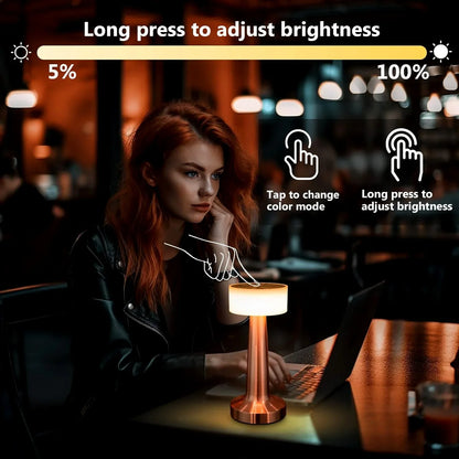 Led Lamp With Touch Control Decorative Desk Lamp Portable Metal Led Table Lamp Usb Rechargeable 3 Color 3 Levels Brightness Dimmable Eye Protection Modern Lamp For Home Decor Party Kids Room Bedroom (1 Pc) - Zidbik