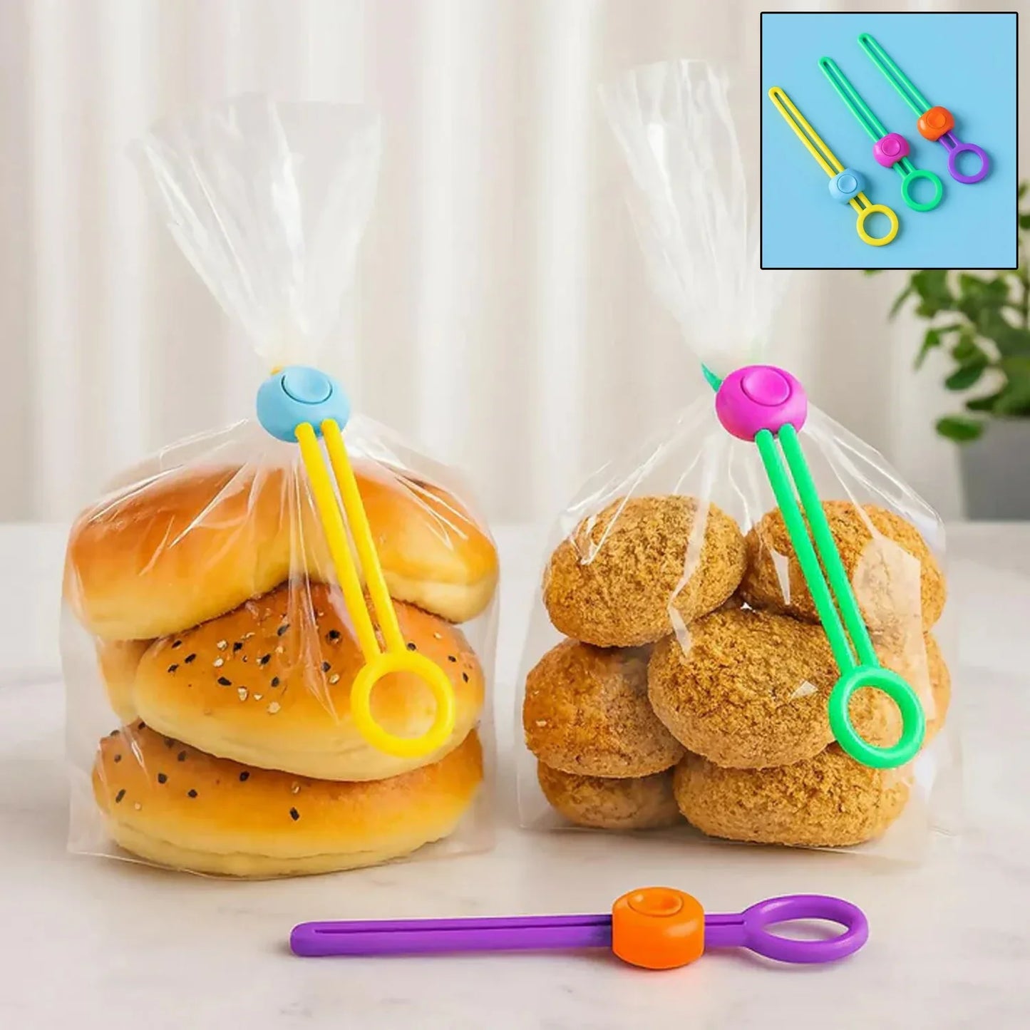 Reusable Silicone Food Bag Sealing Clips With Lock For Kitchen Storage ( 3 Pc) - Zidbik