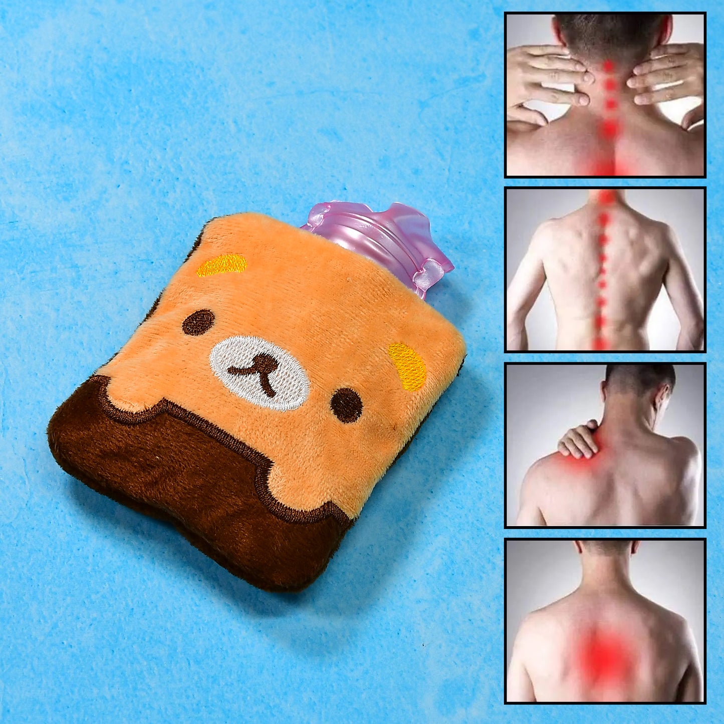 6527 Brown Panda Print Small Hot Water Bag With Cover For Pain Relief Neck Shoulder Pain And Hand Feet Warmer Menstrual Cramps. - Zidbik
