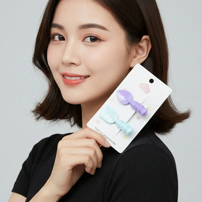 Cute Mini Spade Leaf Shape Hair Clip Set (2 Pc) - Zidbik