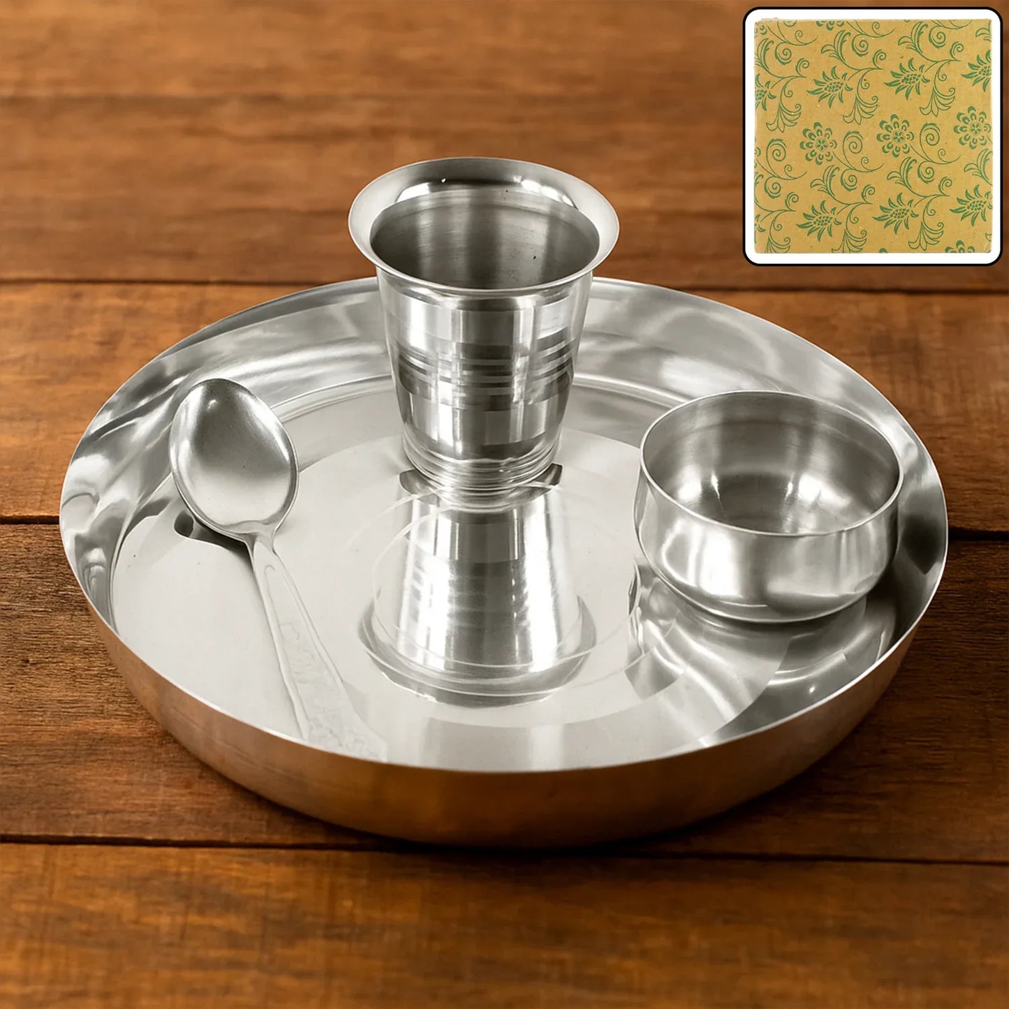 Stainless Steel Pooja Thali - (Set) - Zidbik