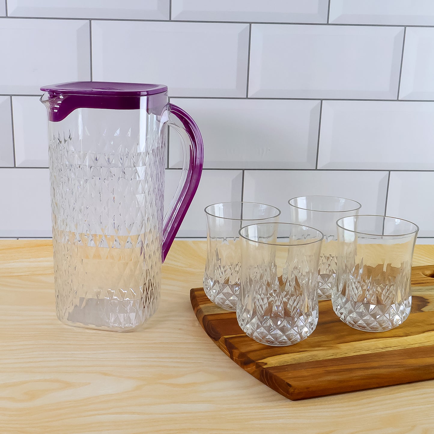 Supermom Roma Plastic Jug With Glasses Combo Set (5 Pc) - Zidbik