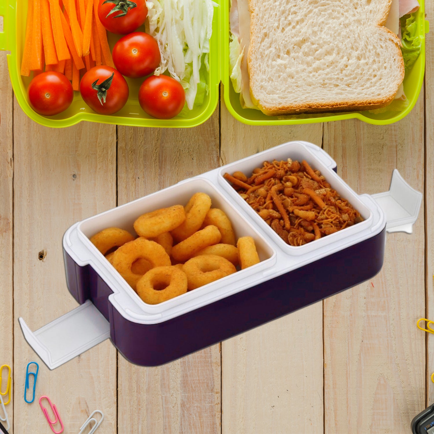 5332 Airtight Lunch Box 2 Compartment Lunch Box Leak Proof Food Grade Material Lunch Box Modern Appearance  Compact Lunch Box With Spoon - Zidbik