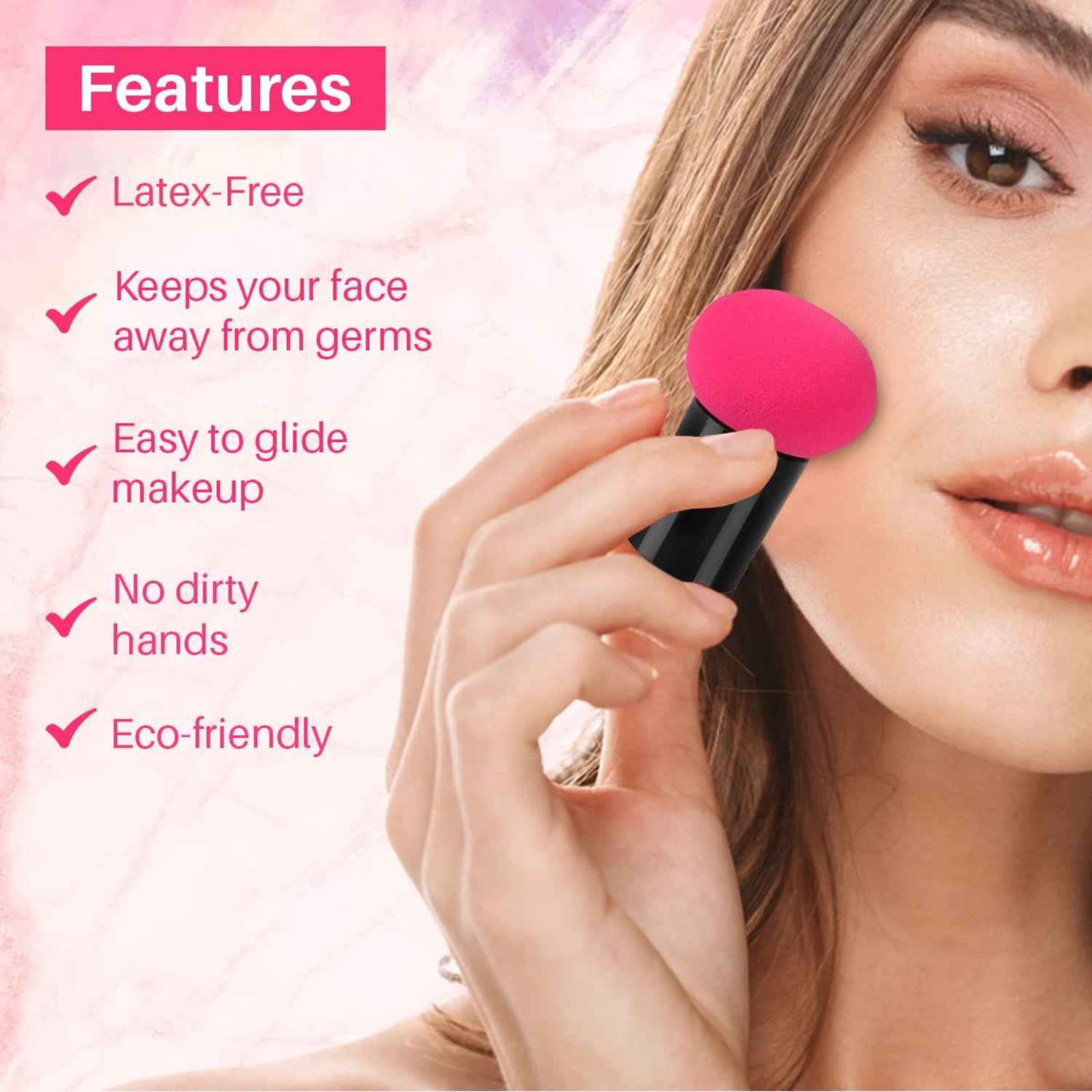 Professional Makeup Sponge Puff with Handle - Enhance Your Makeup Routine (1 Pc)