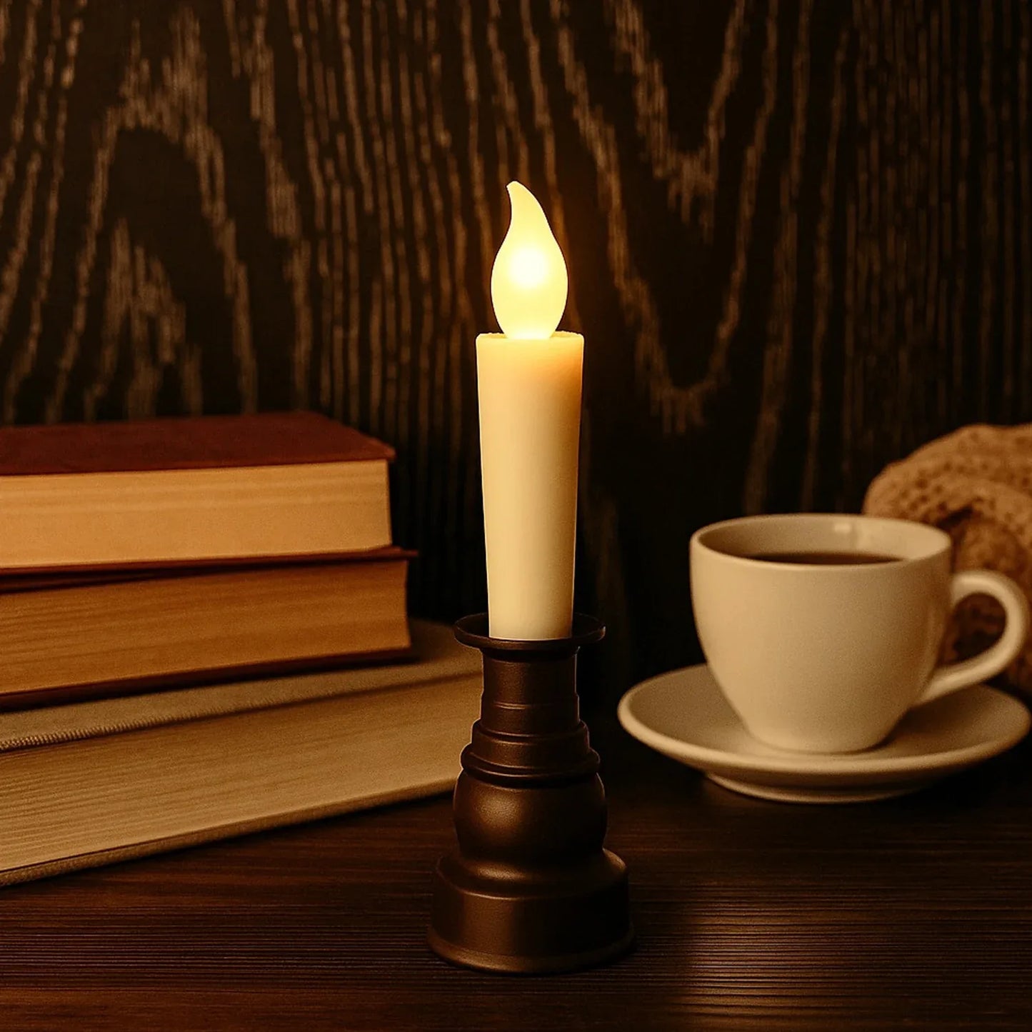 Premium Led Flameless Candle With Holder (1 Pc) - Zidbik