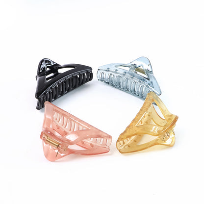 Triangle Shape Mix Color Plastic Hair Claw Clip  1 Pc Durable Grip For Women And Girls - Zidbik