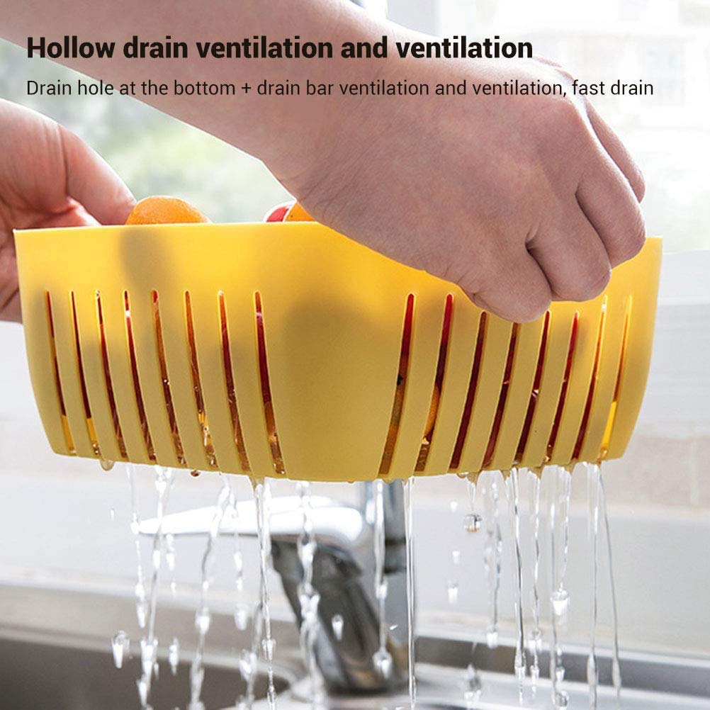 2355 Double Layer Food Drainer Washing Basket With Collapsible Strainers Colander - Zidbik