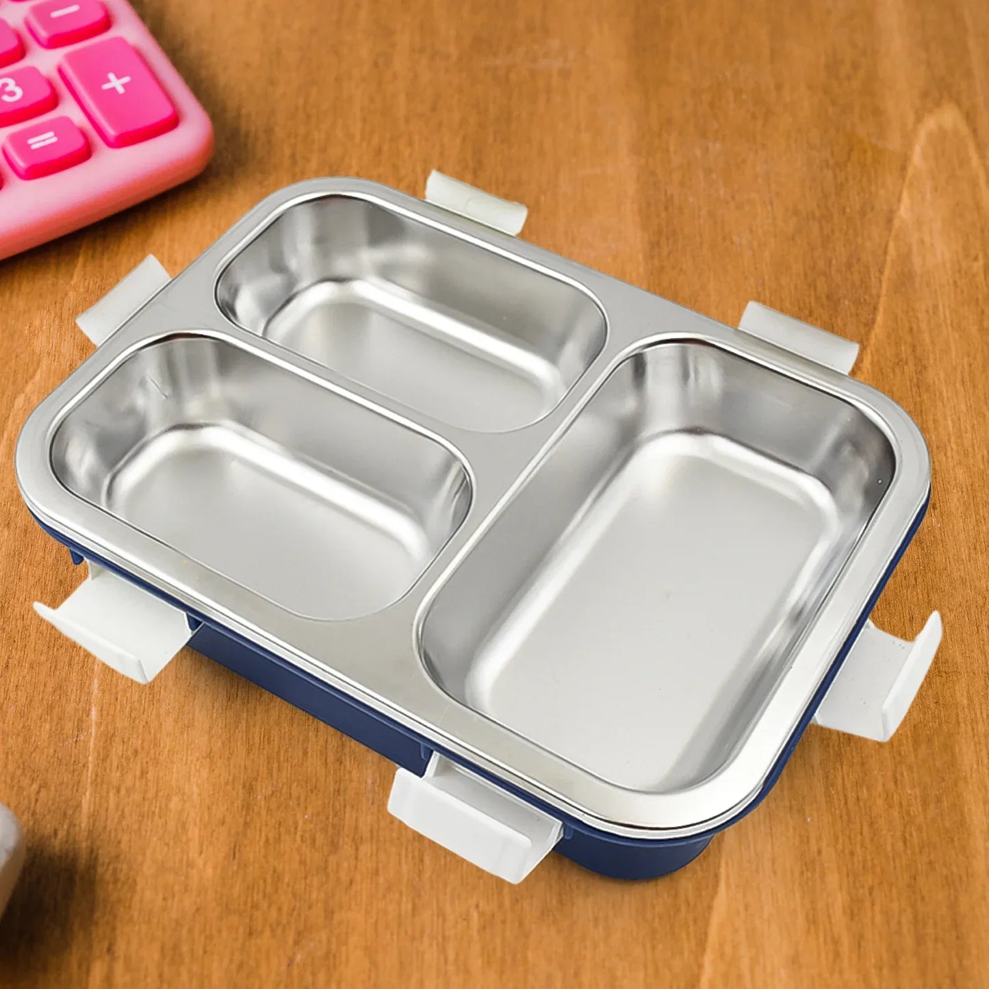 5500 3 Compartment Transparent Stainless Steel Lunch Box For Kids Tiffin Box Lunch Box Lunch Box For Kids Insulated Lunch Box Lunch Box For Office Women And Men Stainless Steel Tiffin Box For Boys Girls School Office - Zidbik