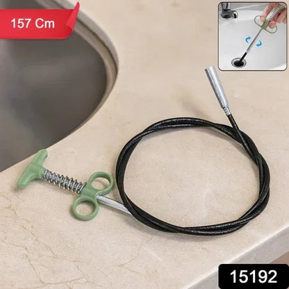 Flexible Spring Drain Cleaning Tool With Hand Grip (1 Pc 157 Cm) - Zidbik