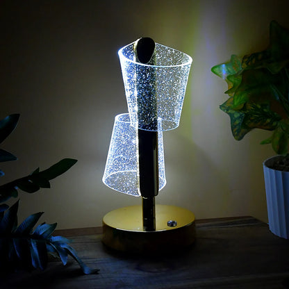 Modern Luxury Crystal Led Double Shade Table Lamp (1 Pc) - Zidbik