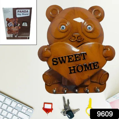 Cute Plastic Panda Key Holder Wall Key Rack With 5 Hooks (1 Pc) - Zidbik