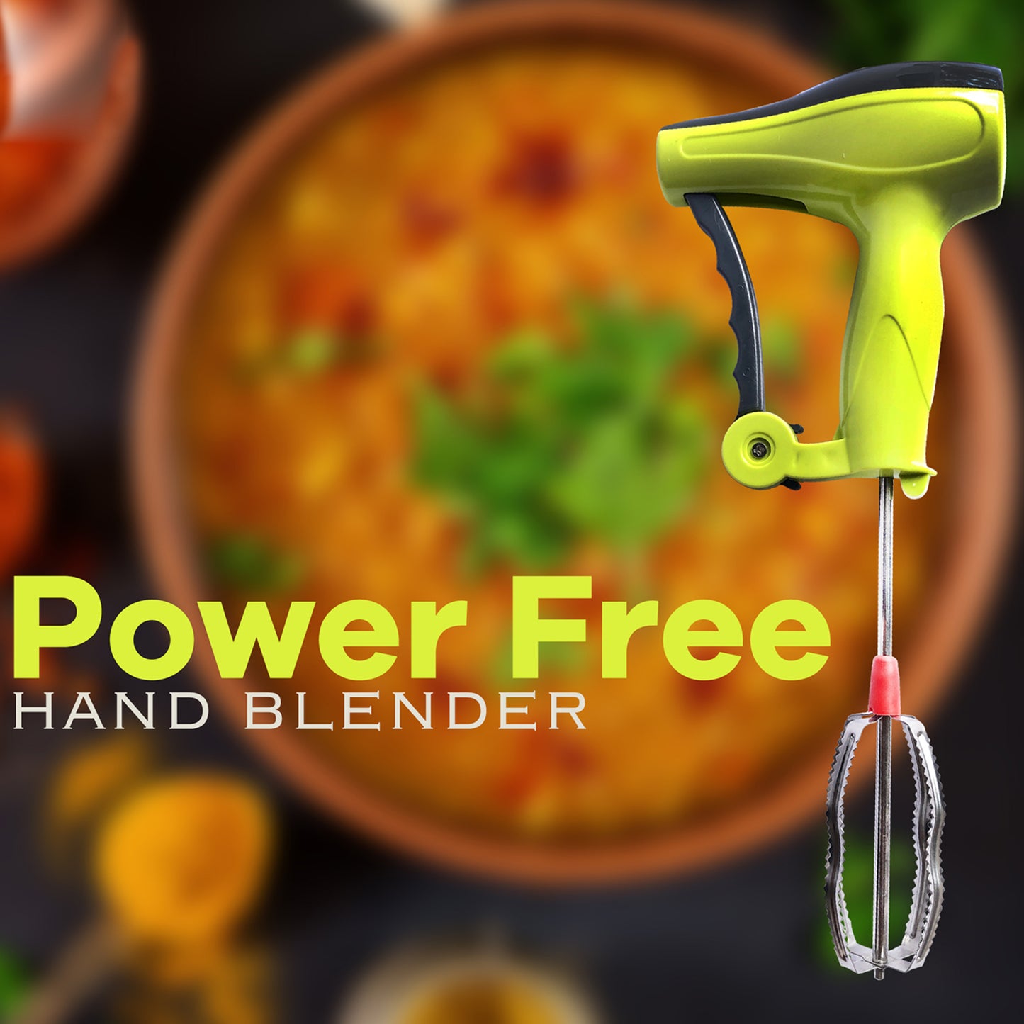 0703 Power Free Manual Hand Blender With Stainless Steel Blades Milk Lassi Maker Egg Beater Mixer Rawai - Zidbik