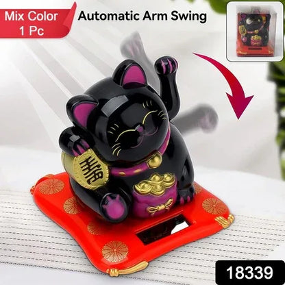 Solar Powered Happy Cat Beautiful With Arm Waves Wealth Cat (1 Pc Mix Color) - Zidbik