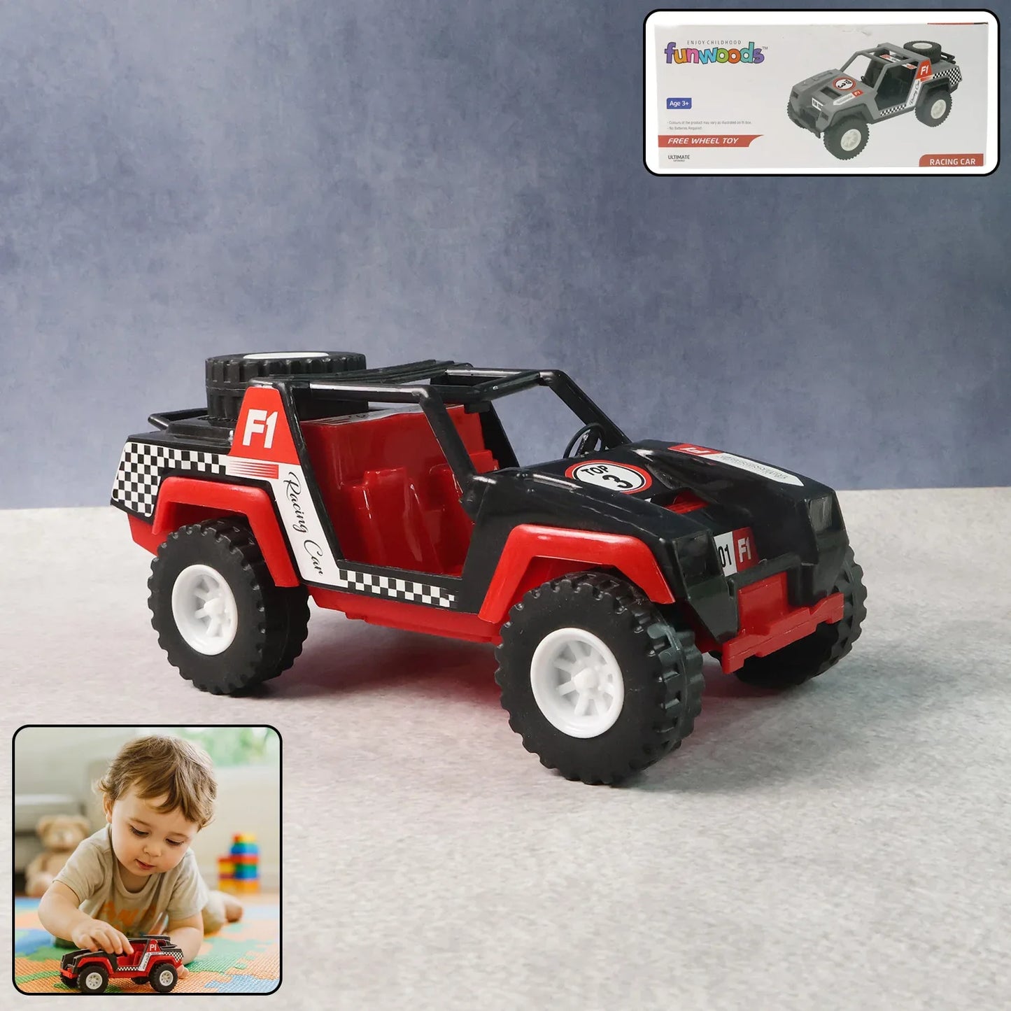 Funwoods Free-wheel Racing Jeep Toy Car - (1 Pc) - Zidbik