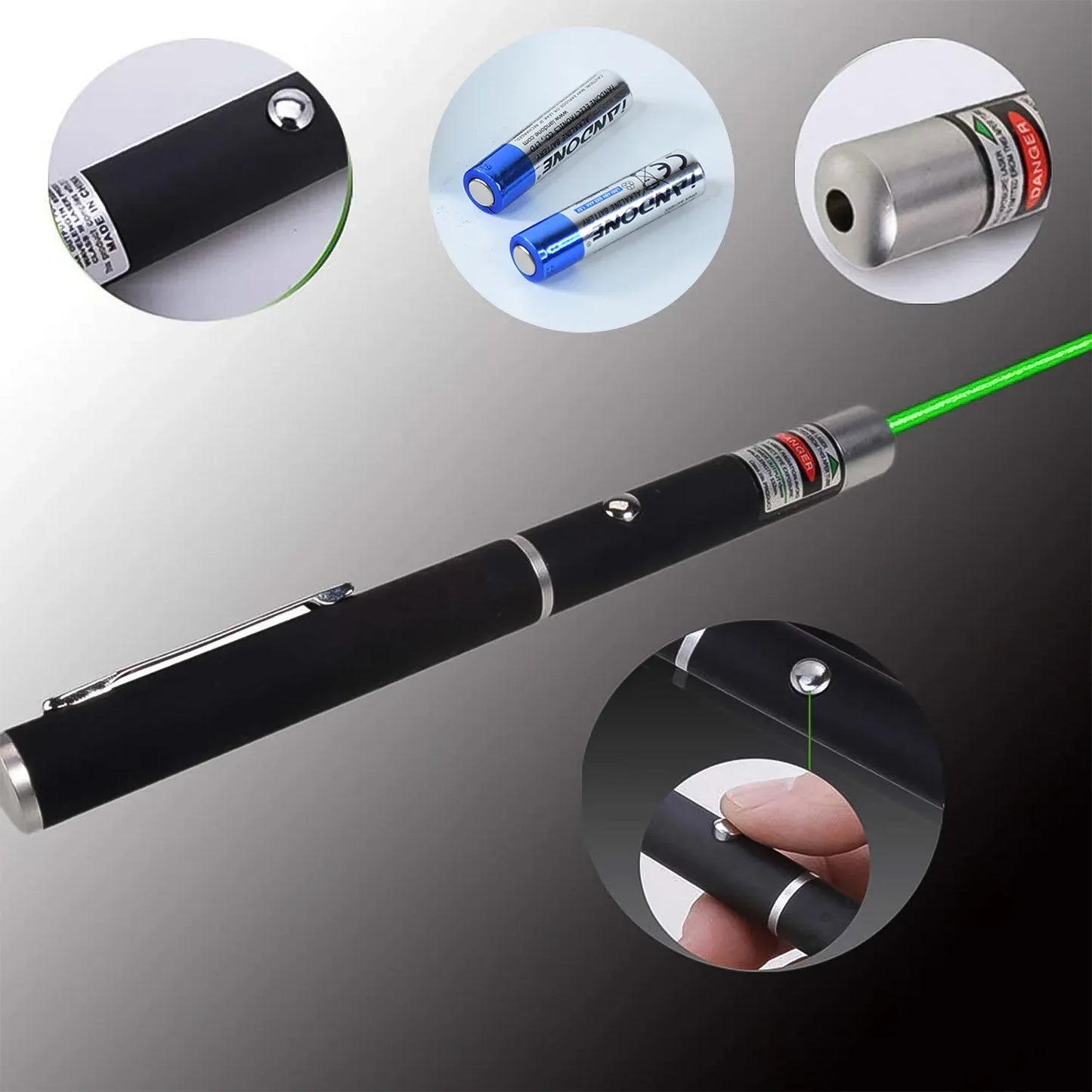 High-power Laser Pointer Pen With 2 Aa Batteries (1 Set) - Zidbik