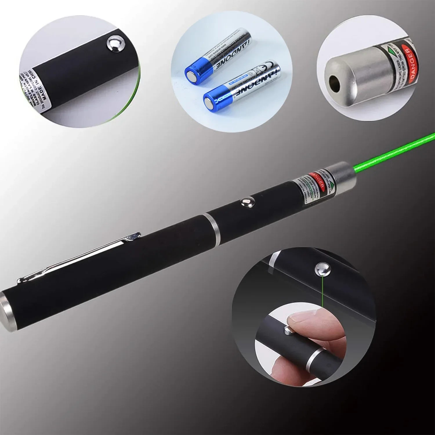 High-power Laser Pointer Pen With 2 Aa Batteries (1 Set) - Zidbik