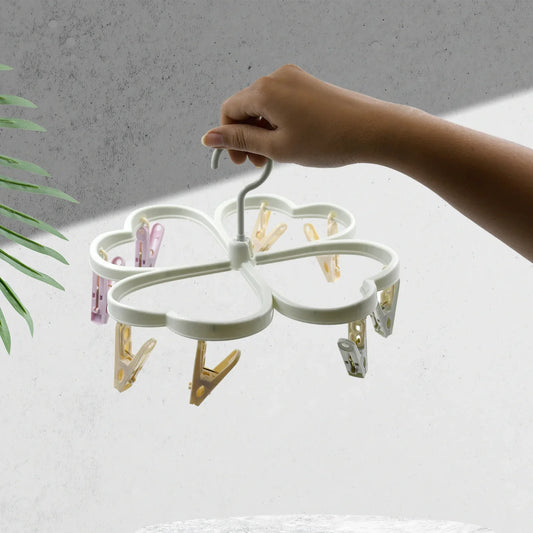 6919b Heart Shape Clothe Spin Rack Laundry Drying Rack Clothes Hangers With 8 Clips Clip Hanger Drip Hanger For Drying Underwear Baby Clothes Socks Bras Towel Cloth Diapers Gloves - Zidbik