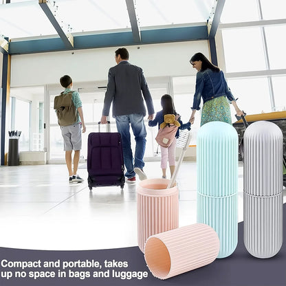 Capsule Shape Travel Toothbrush Toothpaste Case Holder (Multicolor 3 Pcs Set) - Zidbik