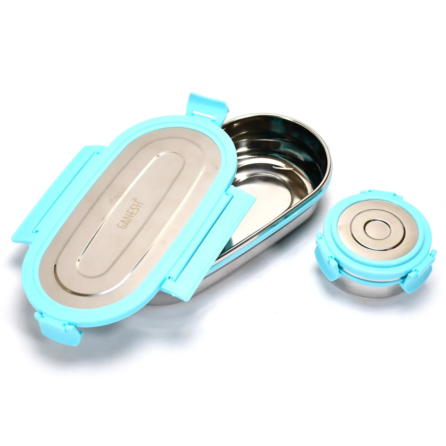 8141 Ganesh Stainless Steel Lunch Box Small Container ( Set Of 2 Pcs ) - Zidbik
