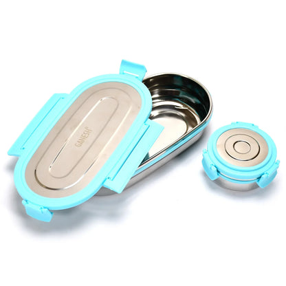 8141 Ganesh Stainless Steel Lunch Box Small Container ( Set Of 2 Pcs ) - Zidbik