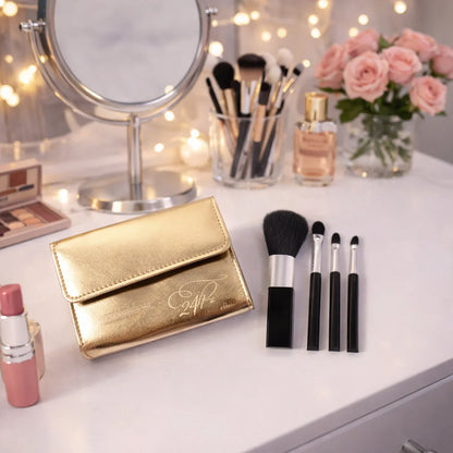 4 In 1 Professional Makeup Brush Set With Premium Storage Pouch (1 Pc) - Zidbik