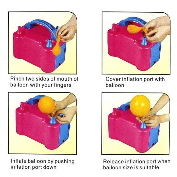1599 Portable Dual Nozzle Electric Balloon Blower Pump Inflator - Zidbik