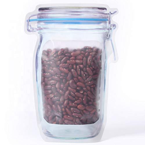 1075 Reusable Airtight Seal Plastic Food Storage Mason Jar Zipper (1000ml) - Zidbik