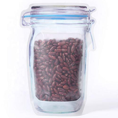 1075 Reusable Airtight Seal Plastic Food Storage Mason Jar Zipper (1000ml) - Zidbik