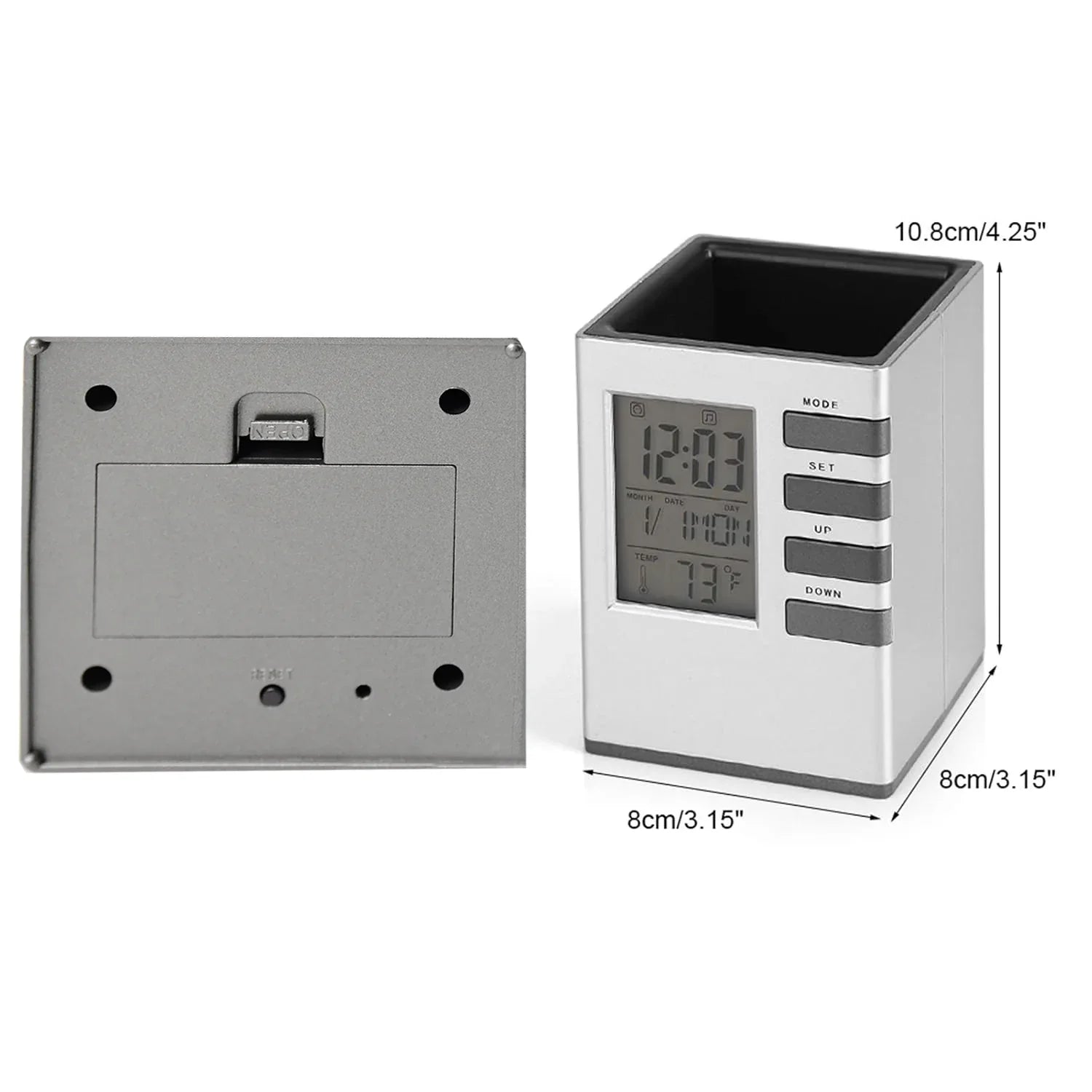 Multifunction Cube Digital Desk Clock With Pen Holder (1 Pc) - Zidbik