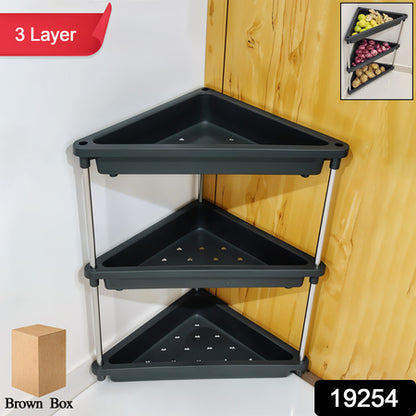 3-layer Multipurpose Plastic Corner Storage Rack - Zidbik