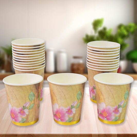 Disposable Paper Cups Disposable Tea Coffee Cups (24 Pcs Set  Mix Color  Design) - Zidbik