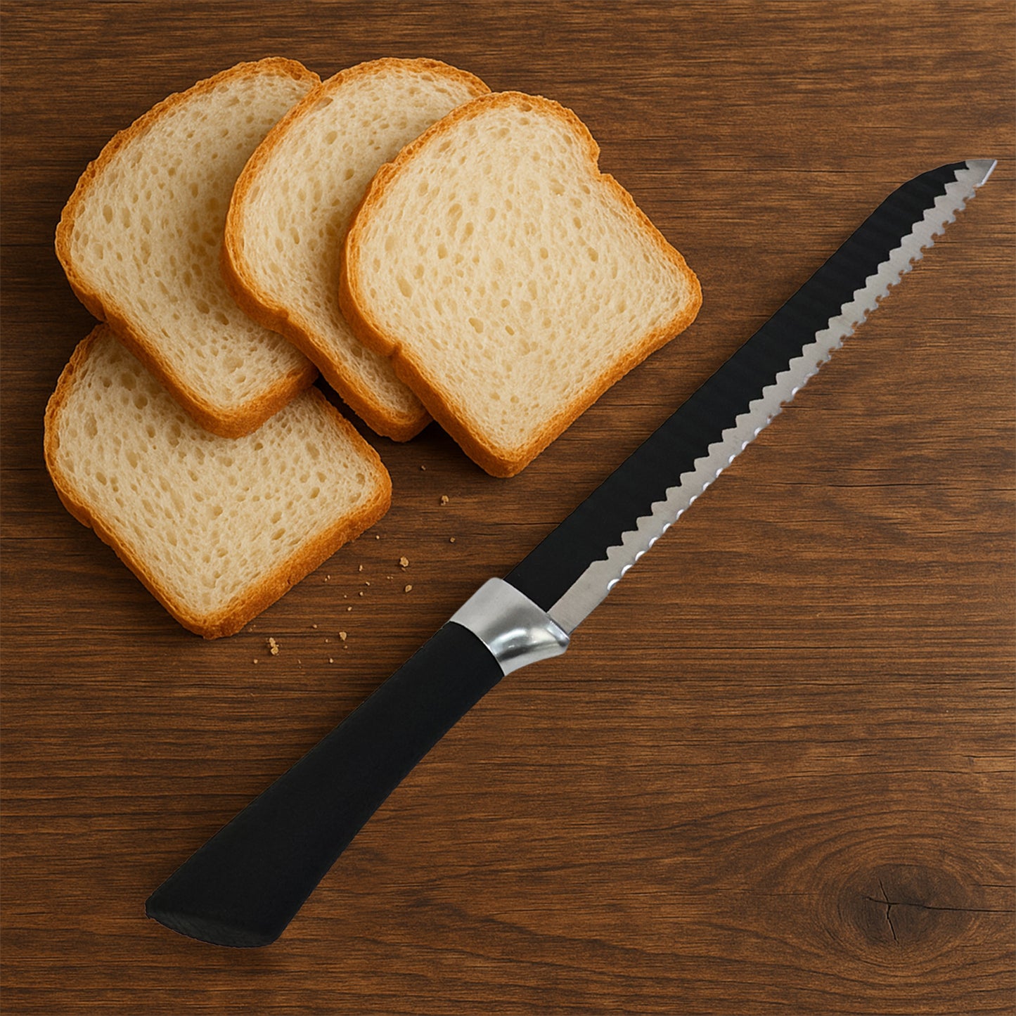 Premium 32 Cm Serrated Bread Knife With Ergonomic Handle - Zidbik