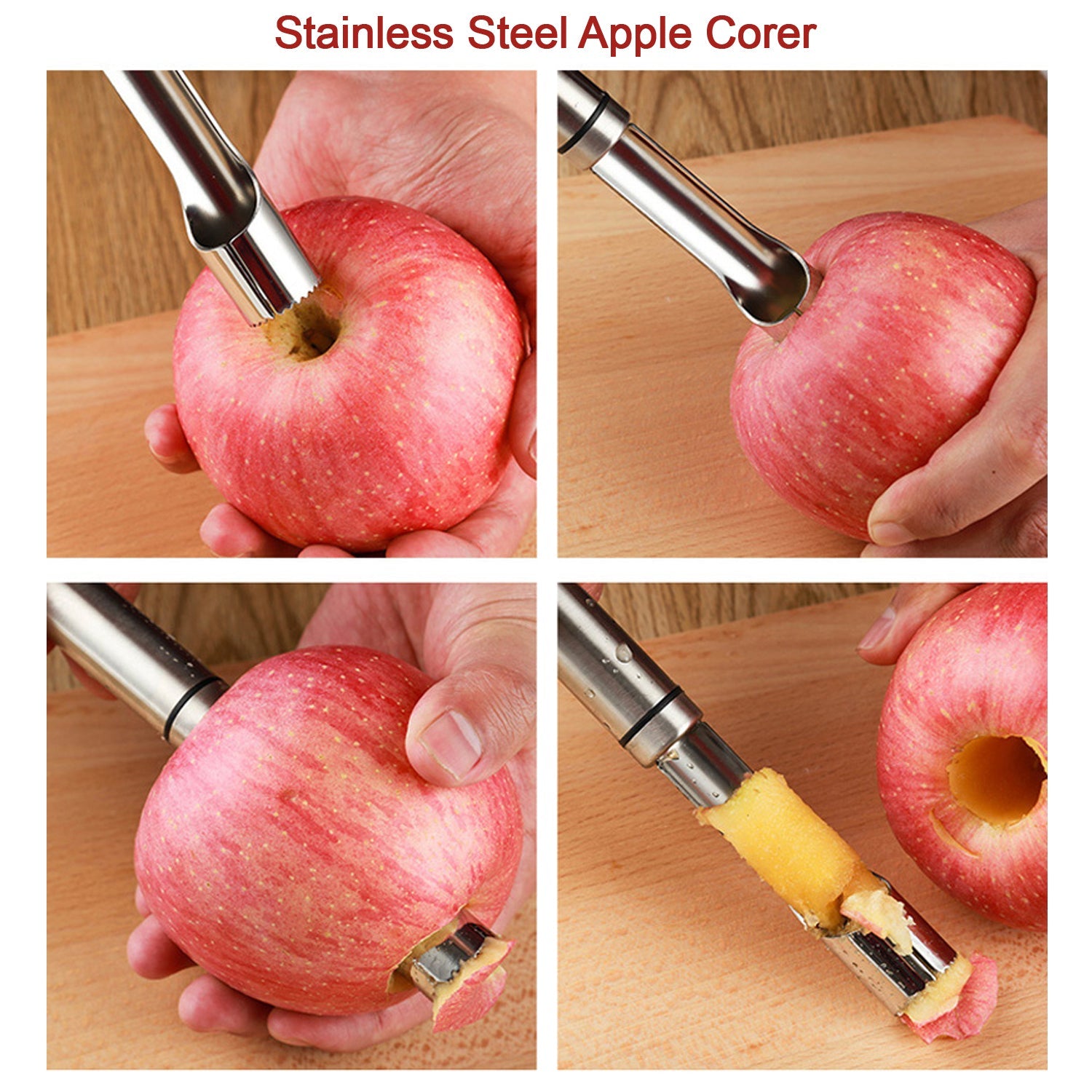 5506 Fruit Core Stainless Steel Set Core Remover For Apple And Pear Kitchen Prep Tool Fruit Core Remover Tool With Soft Handle Apple Corer Stainless Steel Kitchen Gadget Dishwasher Safe - Zidbik