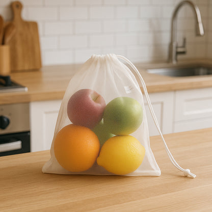 Reusable Transparent Drawstring Mesh Storage Bag (1 Pc) - Zidbik