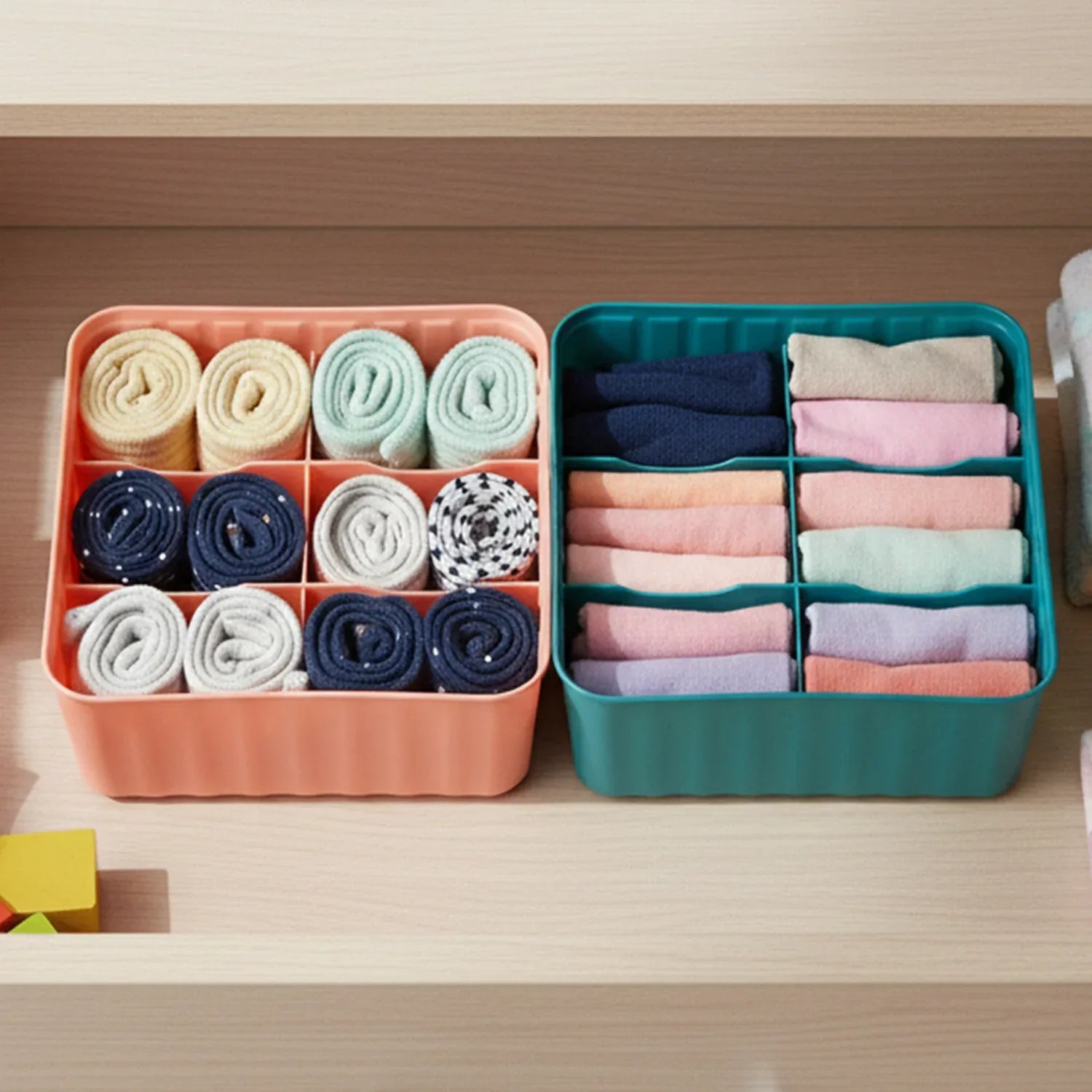 Square Organizer Box With 6 Compartments (Set Of 2) - Zidbik