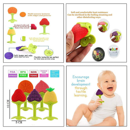 4490 Silicone Fruit Shape Teether Toy Food Grade Silicon Teether Use For Baby  Toddlers  Infants  Children - Zidbik